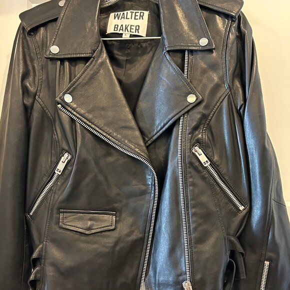 WALTER BAKER BLACK LEATHER JACKET SIZE LG - Picture 1 of 3